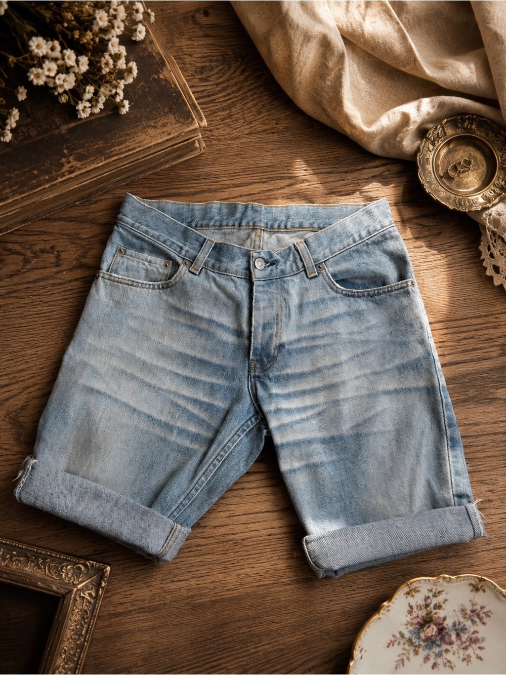 Helmut Lang Archive Early 2000s Denim Cutoff Shorts Made in Italy Y2K